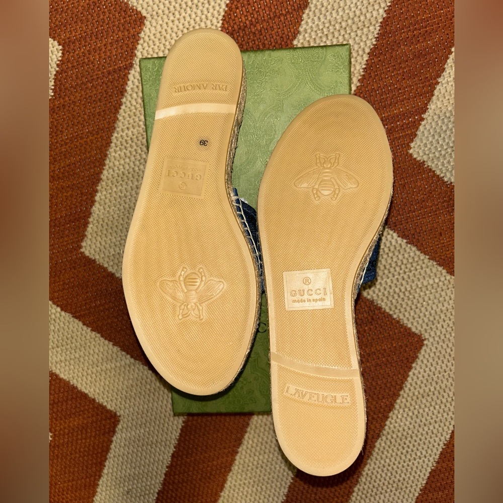 Gucci- Pilar GG denim espadrille sandals - Picture 4 of 8